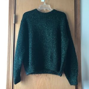 Fuzzy Green Sparkly H&M Eyelash Sweater